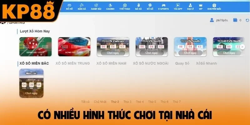 Có nhiều hình thức chơi tại nhà cái