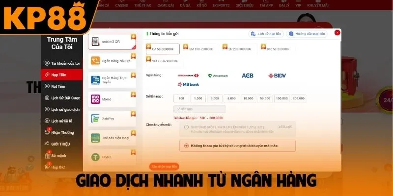 Giao dịch nhanh từ ngân hàng